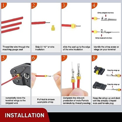 Nilight 180PCS 4 Pin Electrical Connector ‎Plug with Male Female Terminals - size: 4Pin Connector 200Pcs
