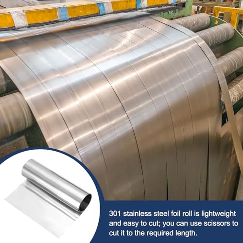 MECCANIXITY 301 Stainless Steel Foil Roll 0.08mmx100mmx1m Silver - size: 0.08mm x 100mm x 1m