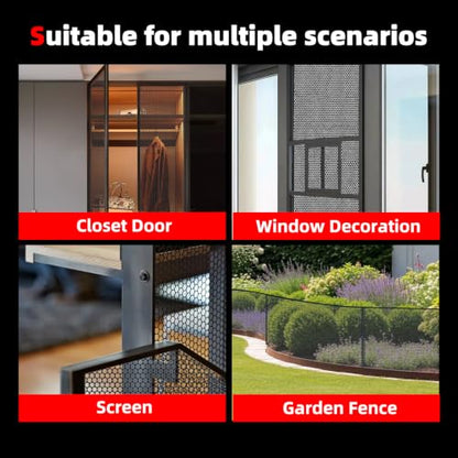 AggAuto Black Perforated Metal Sheets 47" x 23" 4mm Round Hole 2Pcs