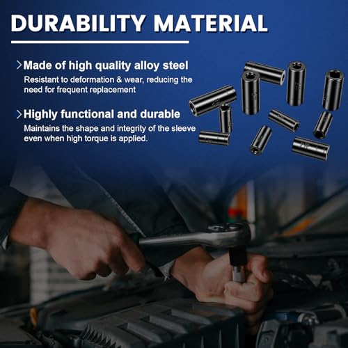 70700 Tap Socket Set, 11-Piece 1/4" & 3/8" Drive Taps Sockets Adapter for Metric & Standard Taps, Compatible with 1/2" and 1/8" NPT, Includes Non-M.C.T.I. Standard Tap - color: 70700-11pcs