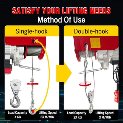 Electric Hoist 2 in 1,1320lbs Electric Hoist Winch with 98ft Wireless Control&Wired Remote Control,110v Electric Hoist 59ft/29.5ft Lifting Height for Garage Warehouse Factory,Single/Double Slings - color: 1320lbs 2 in 1 Electric Hoist