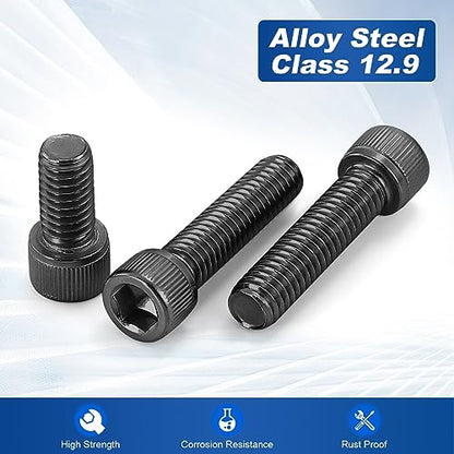 1/4-20 x 1-1/2" Socket Head Cap Screws, Stainless Steel 18-8 Black Oxide, Allen Hex Drive, Fully Threaded, 25 PCS - size: 1/4-20 x 1-1/2"