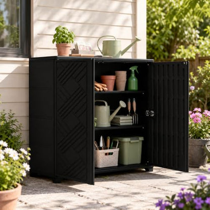 ADDOK Metal Shelf for 60 Gallon Storage Cabinet, 1 Pack Adjustable Storage Shelf 33.7" W x 10" D x 0.4" H, 44 lbs Capacity Replacement Sheves with Hardware, Black, Shelf Only Cabinet Not Included