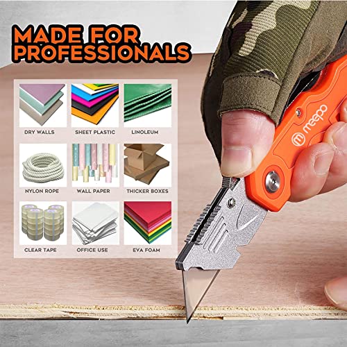 M MEEPO 4-Pack Box Cutter, Colorful Folding Utility Knife w/ 10 pcs Blades - size: 4-PACK