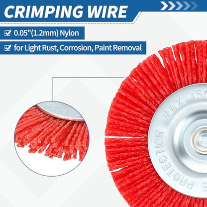 6Pack Wire Brush for Drill Set Crimping Steel 1/4" Hex Shank