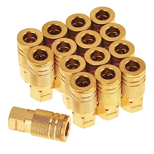 SUNGATOR 15-PCS Brass 1/4" Air Line Quick Connect Fittings, FNPT Coupler - size: 1/4'' Female, style: 15 Pack