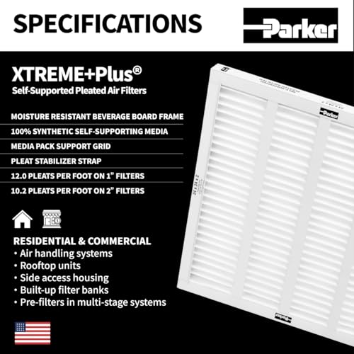 Parker 10x24x1 MERV 8 Xtreme Plus Pleated HVAC Air Filter. 6 Pack - style: 10 x 24 x 1