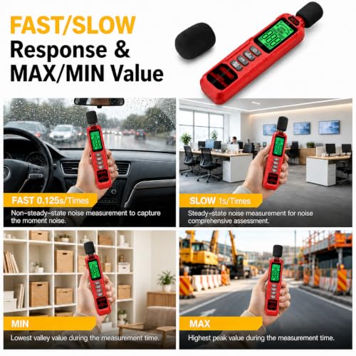 GL81A Digital Sound Level Meter,30‑130dB A‑Weighted SPL Tester-BLACK-RED - color: Red