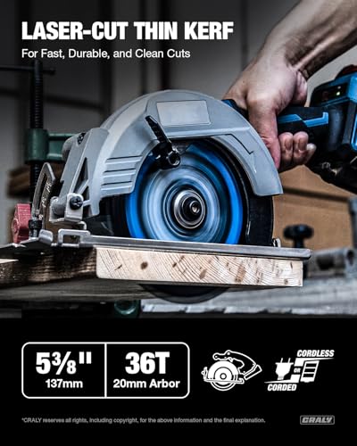 CRALY 5-3/8 Inch 24&36T Wood Framing/Finish & 50T Aluminum Cutting Circular Saw Blade, 20mm Arbor, Carbide Tipped, Thin Kerf, Black Ice™, for Wood, Aluminum, Plastic, 3-Pack(C054243650-3D) - size: 5-3/8'', 20mm arbor, 24&36&50T
