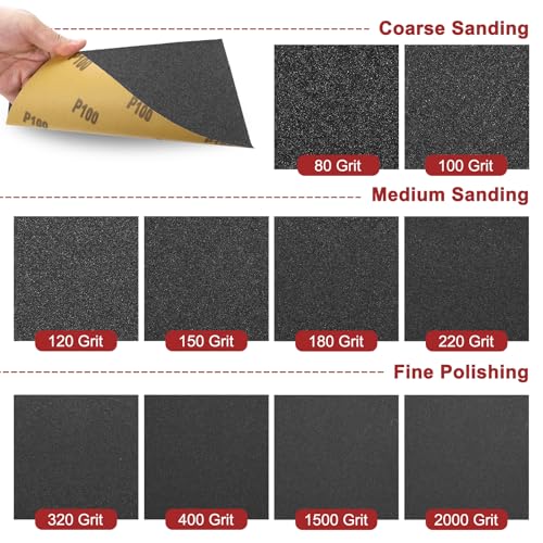 5Pcs Sand Papers 9x11Inch 400Grit Aluminum Oxide Sandpaper Sheets - size: 9 x 11 Inch x 400 Grits