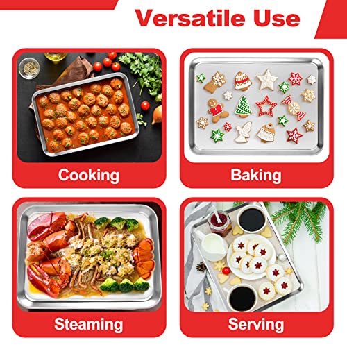 Baking Sheet, Stainless Steel Cookie Sheet Baking Pan Tray for Toaster Oven Size 9 x 7 x 1 Inch, Non Toxic & Healthy, Mirror Finish & Easy Clean, Dishwasher Safe - size: 9inch
