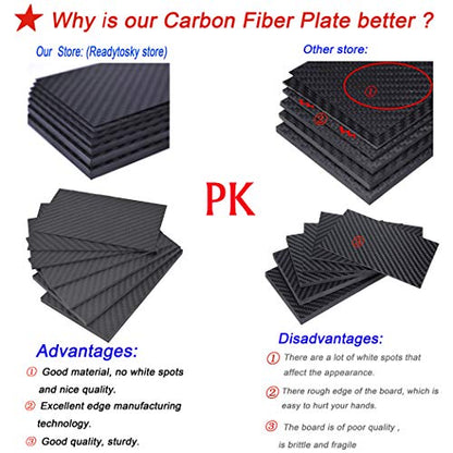 Readytosky 3K Carbon Fiber Plate Sheet 200mm X 300mm X 3MM Carbon Fiber Board for DIY Drone Frame Etc.