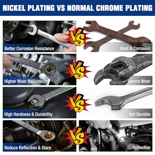 WORKPRO 22 PCS Ratchet Combination Wrench Set with Tool Box, Nickel Plating - style: Regular & Nickel Plating