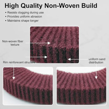 2 Pcs 6'' Non-Woven Polishing Wheels 4/5" Arbor 320 Grit - style: 2pc 6''x1'' Red
