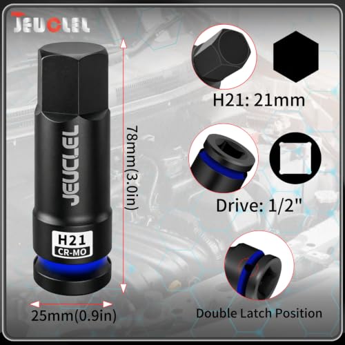 21mm Hex Impact Bit Socket, H21 1/2" Drive Allen Socket, Cr-Mo - size: 1PC | H21 21MM
