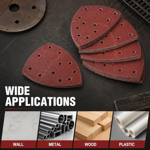 60Pcs Mouse Sander Sandpaper Assorted Grits,11Holes Detail Sander Sandpaper