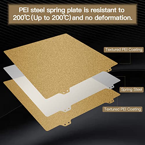 Double Sided Textured PEI Sheet, 3D Printer Parts Printing Plate Frosted PEI Surface 310 x 310 mm for CR-10 CR-10S Anet A8+, E12,3D Printers(Without Magnetic Bottom Sheet) - size: Double Sided 310 x 310 mm