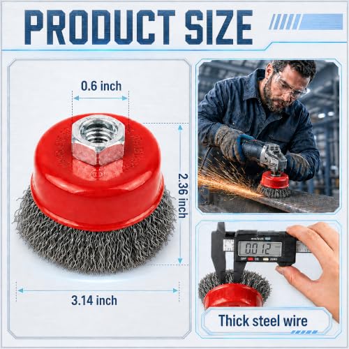 PONO 8 PCS Wire Wheel for Angle Grinder, 3'' Grinder Wire Cup Brush Set