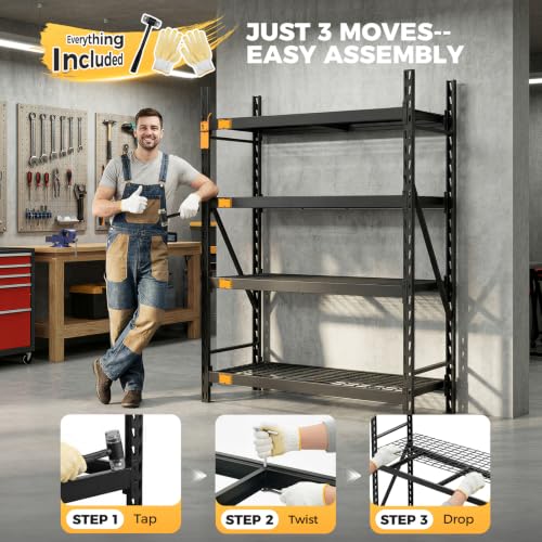 CAMMOO 6000LBS Heavy Duty Storage Shelves, 72''W x 24''D x 72''H - size: 72''W x 24''D x 72''H