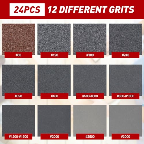 24 PCS Sanding Sponge Block 320 Grit Wet Dry Sandpaper for Wood Metal - color: 320g, size: 24 Pcs