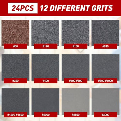 24 PCS Sanding Sponge Block 400 Grit Wet Dry Sandpaper for Wood Metal - color: 400g, size: 24 Pcs