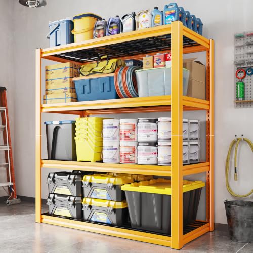 REIBII 40" W Yellow Garage Shelving with Double-Layer Frames for Hobbyists - size: 40" W X 19.7" D X 59.9" H