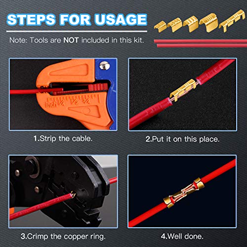 Glarks 525Pcs U Shape Copper Wire CrimpTerminal Assortment Set Non-Insulated Copper Ring Spade Butt Lugs Open Barrel Connectors Kit