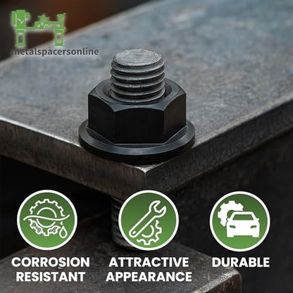 M8 x 1.25 Black Zinc Finish Durable Flange Nuts 10 Pack