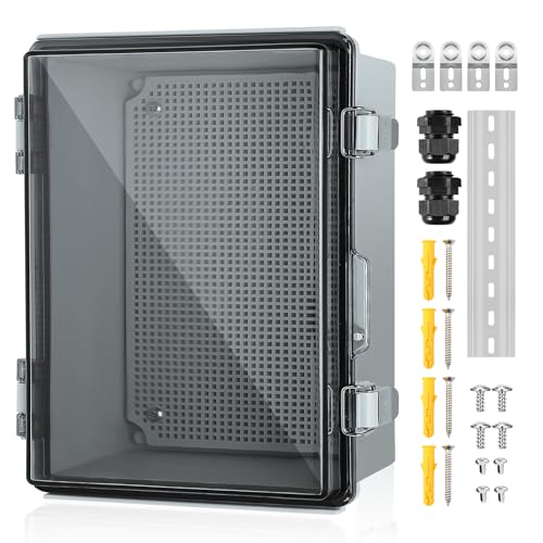 IP67 ABS Outdoor Electrical Junction Box Waterproof with Aluminum DIN Rail - color: Clear, size: 13.8''×9.8''×5.9''