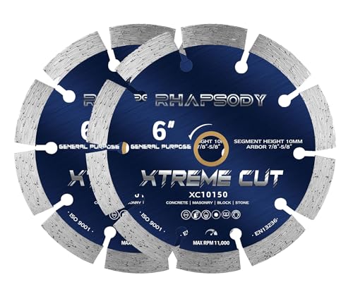RHAPSODY 6 Inch Diamond Saw Blade 2Pcs, Segmented General Purpose Blade - color: Segmented Blade, size: 6Inch