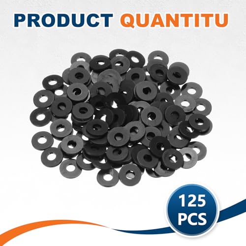 PATIKIL 125 Pcs Nylon Flat Washer M3 3mm ID 8mm OD 1mm THK Black - color: Black, size: 3mm x 8mm x 1mm