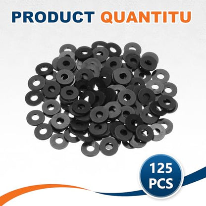 PATIKIL 125 Pcs Nylon Flat Washer M3 3mm ID 8mm OD 1mm THK Black - color: Black, size: 3mm x 8mm x 1mm
