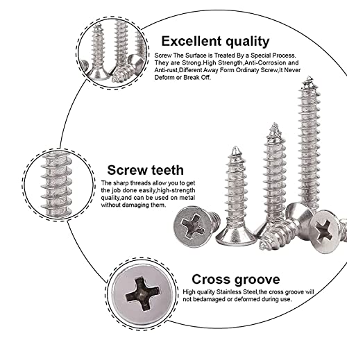 M5x40mm Wood Screws, Stainless Steel Flat Head Phillips Screw, Phillips Drive Countersunk Head Self-Tapping Screw, for Repairing Furniture, Carpentry or DIY20Pcs (M5x40mm) - size: M5x40mm