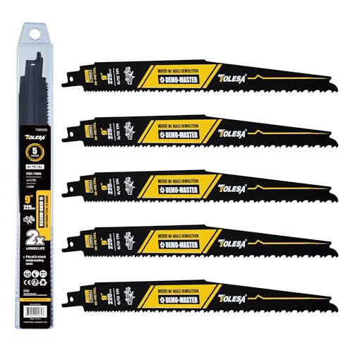 TOLESA Reciprocating Saw Blades, 9" 6/12TPI for Nail-Embedded Wood, 5-Pack - style: 5 Pack
