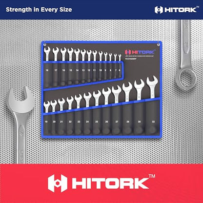 HITORK 25 Piece Metric Combination Wrench Set, 6-32 mm, 12-Point CRV Steel