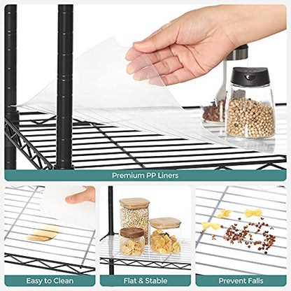 SONGMICS 7-Tier Storage Shelves, Adjustable Wire Shelving Unit, 8 Hooks - color: Ink Black, size: 7 Tiers (13.4"D x 23.2"W)