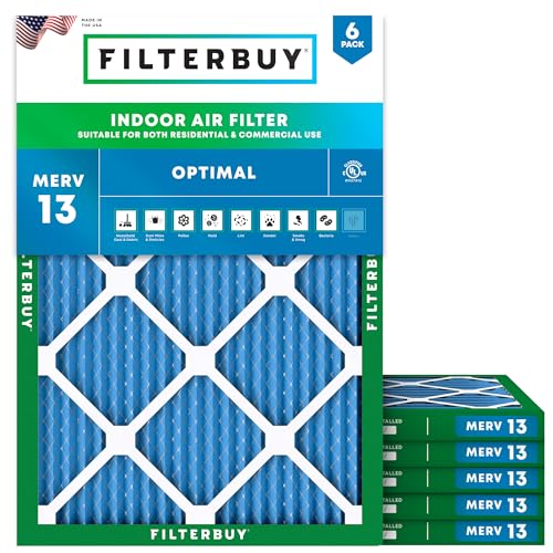 Filterbuy 10x16x1 Air Filter MERV 13 Smoke & Allergy Defense (6-Pack) - size: 10x16x1
