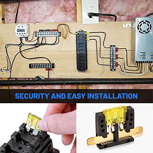 RED WOLF Car 10 Way Fuse Block Blade Fuse Box Standard Circuit Fuses Holder Fit Car Trailer Truck SUV Boat Marine Auto RV Power Distribution Panel Damp-Proof Cover DC 10-32V - size: 10 Way