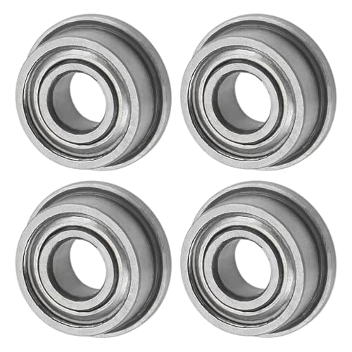 M METERXITY 4-Pack F683ZZ Flanged Ball Bearing, 3 x 7 x 3mm Double Metal Shielded Chrome Steel (GCr15) Flange Rip Bearings for Wheelbarrow/Printer/Fax Machines/Power Tools - size: 3mm x 7mm x 3.5mm