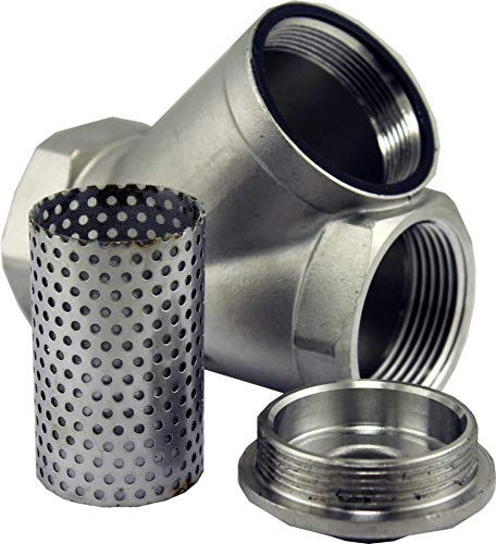 Duda Energy 1-1/2" Inline Y Filter Fitting 200 Micron 80 Mesh 304 Stainless Steel Strainer - size: 1.5 Inch