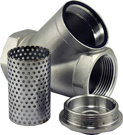 Duda Energy 1-1/2" Inline Y Filter Fitting 200 Micron 80 Mesh 304 Stainless Steel Strainer - size: 1.5 Inch