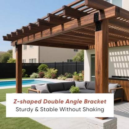 Z Pergola Brackets 4-Pack, 5x5 Post-to-Beam Wood Support Connector - size: 5''X5''X5'' 4P