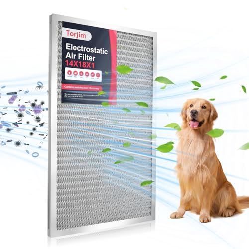 Torjim 14x18x1 MERV8 Washable Reusable Electrostatic Air Filter, AC/HVAC Furnace Filter, Permanent Air Filter, Breathe Fresher, Easy Install - size: 14x18x1