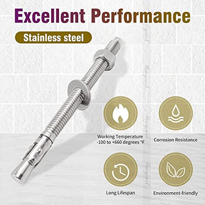 Concrete Anchors 3/8, Wedge Anchors for Concrete&Anchor Bolts - size: 3/8" x 5"