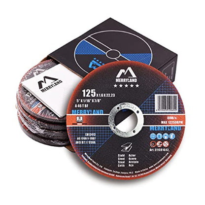 Merryland 25 Pack Cut Off Wheel 5 inch 1/16 Metal Iron Stainless Steel - size: 5 X 0.065 Cutting for Steel Metal Iron