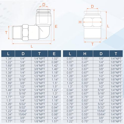 uxcell 12pcs Push to Connect Fittings 1/2" OD Brass Thread Elbow and Air - size: 1/2" OD