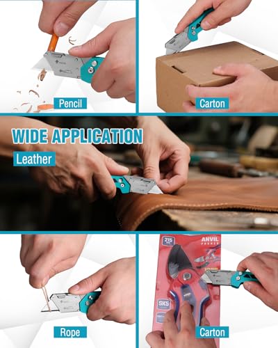 WORKPRO Box Cutter, Utility Knife, Blue - color: Blue