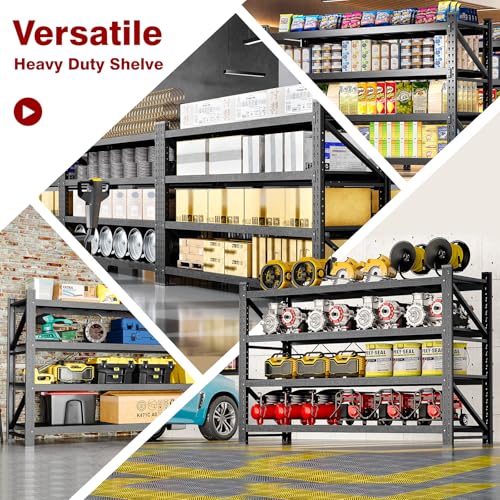 Fesbos 9000LBS Metal Steel Storage Shelves - 75" W Black 4 Tier Heavy Duty Rack Commercial Industrial Shelving with Adjustable Shelf for Basement Garage Warehouse - 75" W x 24" D x 70" H - size: 75" W x 24" D x 70" H