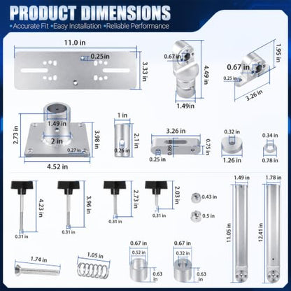 Universal Marine Monitor Mount 350° Swivel 18"–24" Adjustable Height Silver - color: Silver