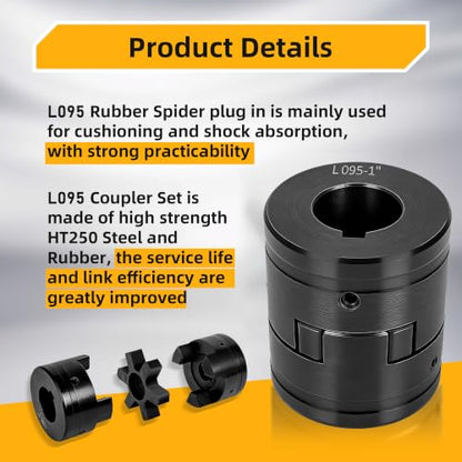 5/8" to 1" L095 Flexible L-Jaw Coupling Log Splitter Pump Coupler